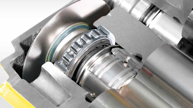 Soufflantes à pistons rotatifs KAESER avec des roulements extrêmement robustes.